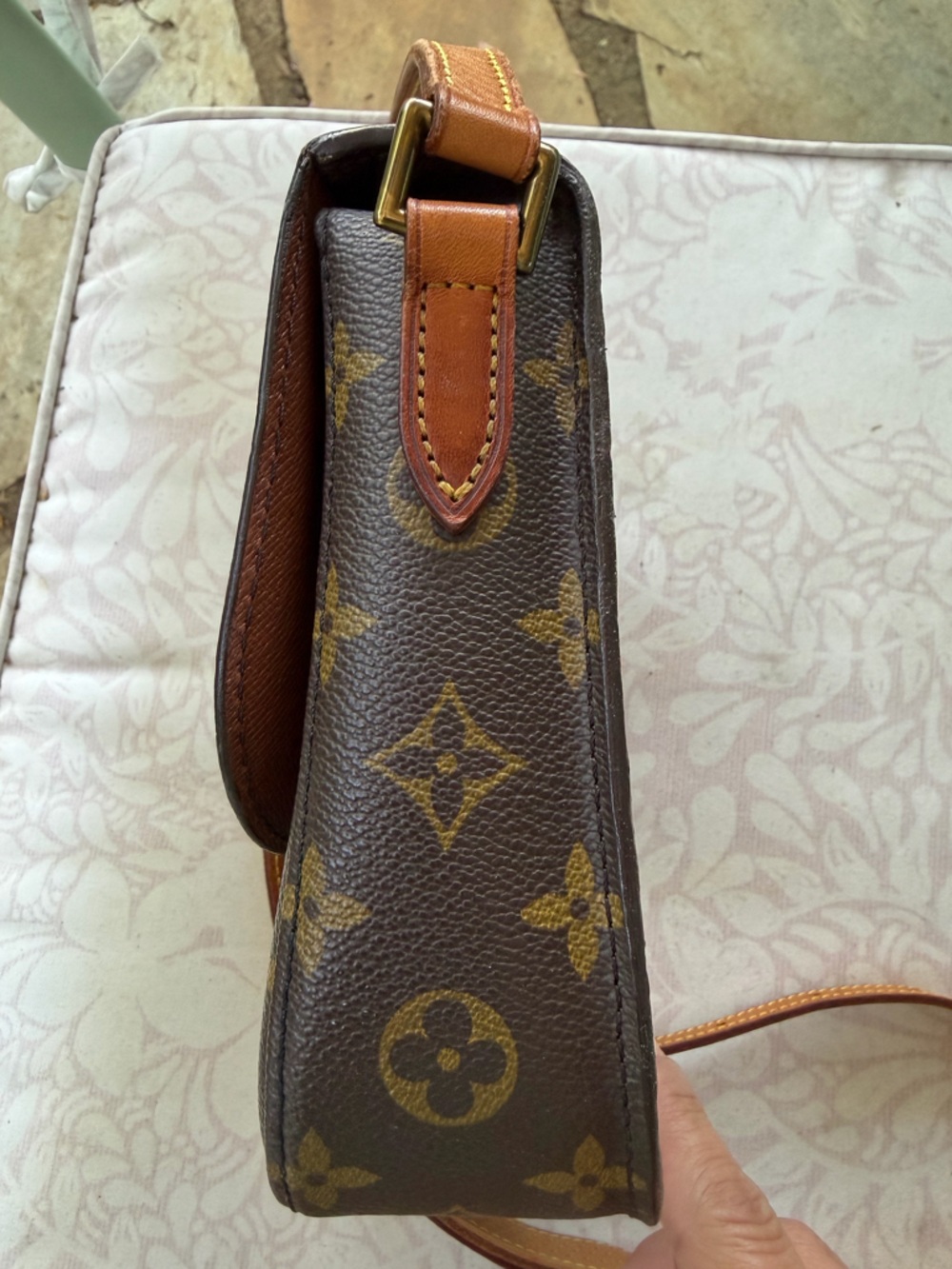 Vintage Louis Vuitton Monogram Messenger Bag in Brown and Tan Leather Trim - Picture 4 of 8